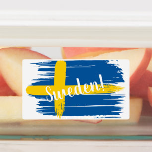 Étiquettes Artistic Brushstroke Sweden Flag