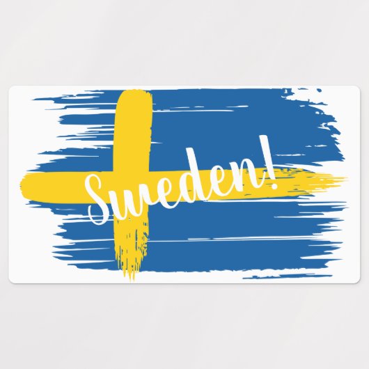 Étiquettes Artistic Brushstroke Sweden Flag (Design 2)