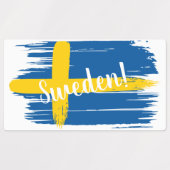 Étiquettes Artistic Brushstroke Sweden Flag (Design 1)