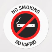 ÉTIQUETTES AUCUN FUMEUR AUCUN VAPEUR SIGNE CLASSIQUE ROND STI (Design 2)