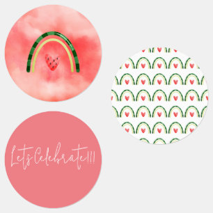 Étiquettes Autocollant d'anniversaire Pastèque Melon Cœur
