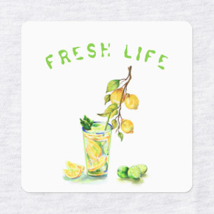 Étiquettes Autocollant de boisson fraîche au citron - Texte p