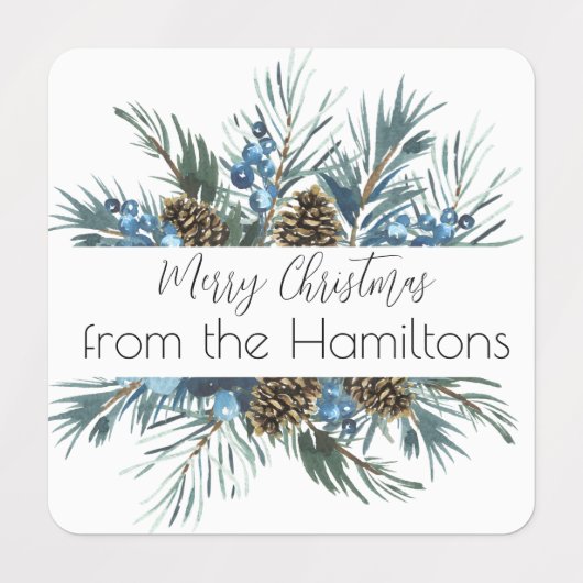 Étiquettes Autocollant de Noël À feuillage persistant (Design 2)