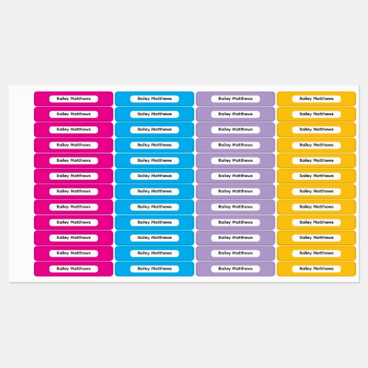 Étiquettes Autocollant de nom de rectangle de nom d'enfant de (Feuille)