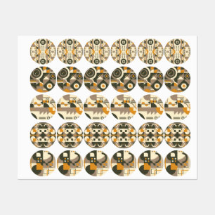 Étiquettes Autocollant géométrique moderne Retro Earth Tone