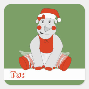 Étiquettes autocollantes carrées Noël Classique il