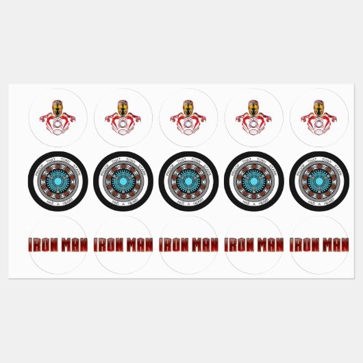 ÉTIQUETTES AUTOCOLLANTS IRON MAN (Feuille)