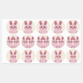 Étiquettes Autocollants petits lapins roses (Feuille)