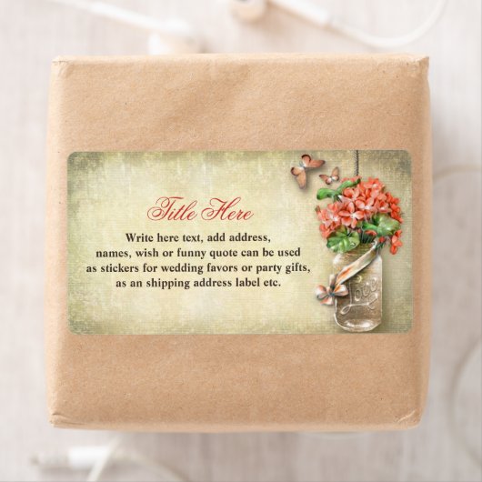 étiquettes avec bocal de mason arrière - plan rust (En situation)