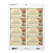 étiquettes avec bocal de mason arrière - plan rust (Feuille entière)