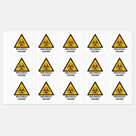 Étiquettes Avertissement de danger biologique, symbole de dan (Feuille)