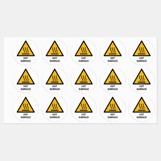 Étiquettes Avertissement de surface chaude, Attention à la ch (Feuille)