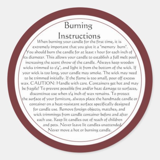 Étiquettes avertisseurs de brûlure de bougies (Devant)