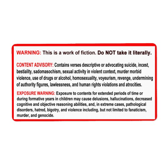 Étiquettes avertisseurs pour votre Bible (Devant)