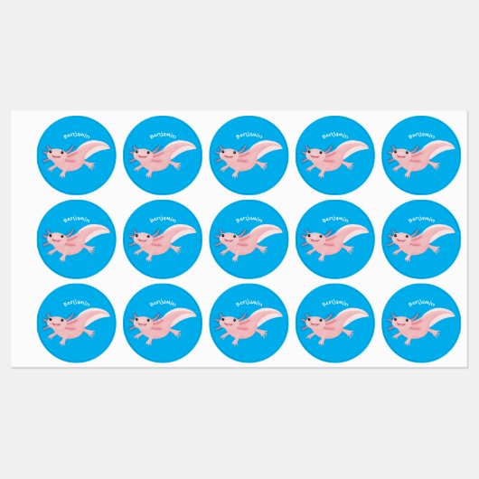 Étiquettes axolotl rose pâle (Feuille)