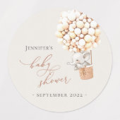 Étiquettes Baby shower de ballon éléphant (Design 1)