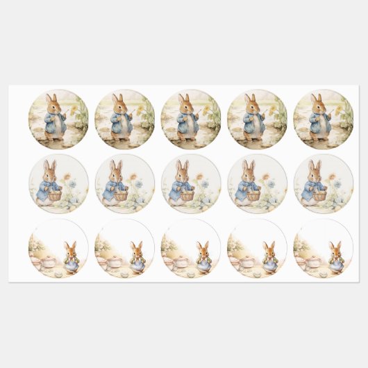 Étiquettes Baby shower Peter Rabbit (Feuille)