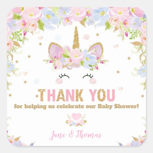Étiquettes Baby shower Unicorne Favor Sticker (Devant)