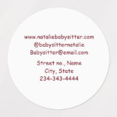 Étiquettes Babysitter garderie nounou ajouter nom détails q (Design 2)