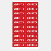 Étiquettes Badge Red Volunteer (Feuille)