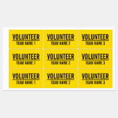 Étiquettes Badge volontaire jaune avec nom d'équipe personnal (Feuille)