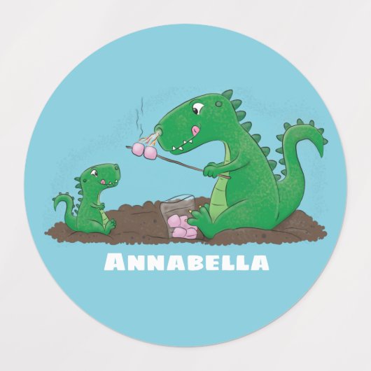 Étiquettes Baguettes mignonnes grillant des marshmallows dess (Design 2)