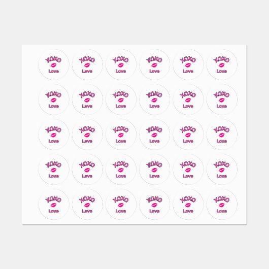 Étiquettes Baisers Xoxo 2024 (Feuille)