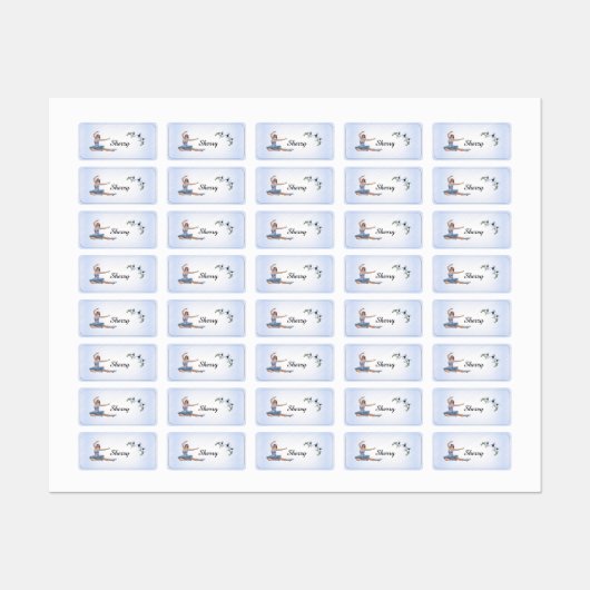 Étiquettes Ballerina en bleu Nom personnel (Feuille)
