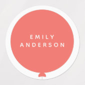 Étiquettes Balloon moderne | Nom Nursery School Girl Pink ID (Design 2)