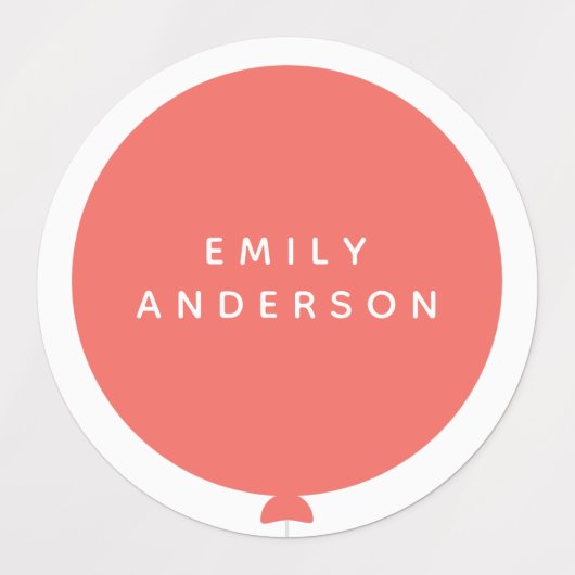 Étiquettes Balloon moderne | Nom Nursery School Girl Pink ID (Design 1)