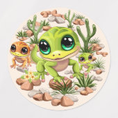 Étiquettes Bébé Geckos jote personnages de dessin (Design 1)