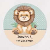 Étiquettes Bébé mignon Lion rose vert bleu (Design 1)