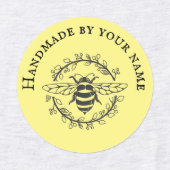 Étiquettes Bee Wreath Handmade By Iron On (Design 1)