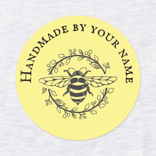 Étiquettes Bee Wreath Handmade By Iron On (Design 1)