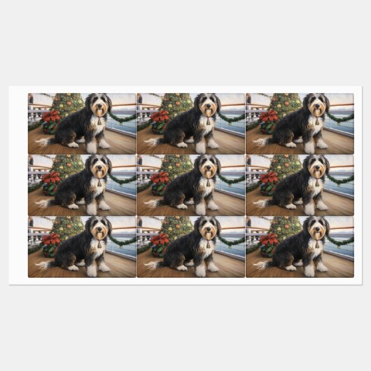 Étiquettes Bernedoodle Christmas Cruise : Pawsome Holiday (Feuille)