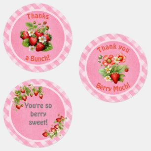 Étiquettes Berry Sweet En vichy Baby shower rose