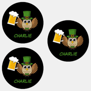 Étiquettes Bière Boire Chouette Saint Patrick's Day Personn