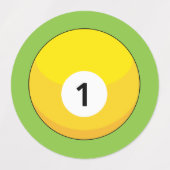 Étiquettes Billard jaune numéro un (Design 1)