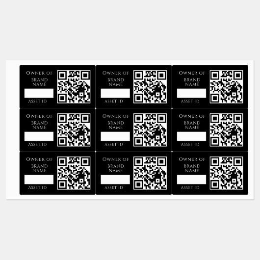 Étiquettes Black Asset QR | Custom Company Property Tracking (Feuille)
