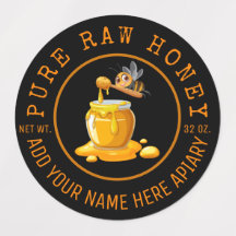 Black Bee Honey Label Metallic Gold Text