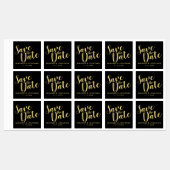 Étiquettes Black&Gold Modern Script Wedding Enregistrer la da (Feuille)