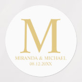 Étiquettes Blanc et or Elegant Monogramme mariage Faveur (Design 2)