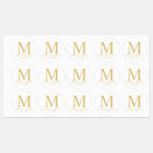Étiquettes Blanc et or Elegant Monogramme mariage Faveur (Feuille)