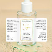 Étiquettes Blanc & Or 1 OZ 30ml Bouteille Soin imperméable