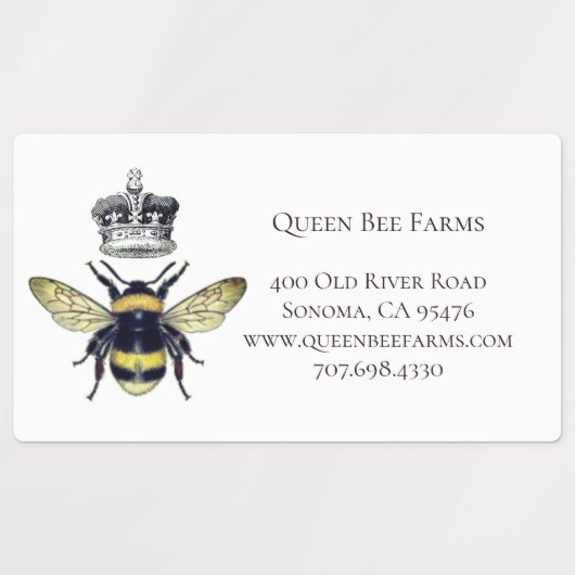 Étiquettes blancs Queen Bee (Design 1)