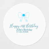 Étiquettes Bleu arc heureux 21e anniversaire nom date petite (Design 1)