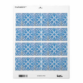 Étiquettes Bleu Blanc Delft aux Bleuets (Feuille entière)