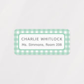 Étiquettes Bleu et vert En vichy Plaid Four Kid School (Design 1)