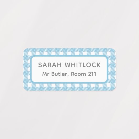 Étiquettes Bleu et vert En vichy Plaid Four Kid School (Design 2)