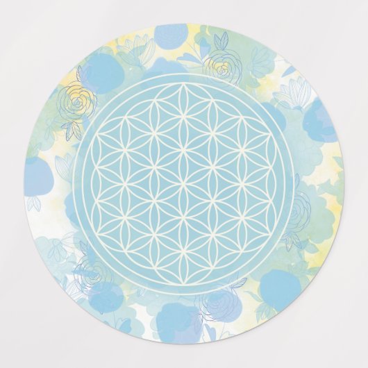 Étiquettes bleu, fleur de vie, géométrique (Design 3)